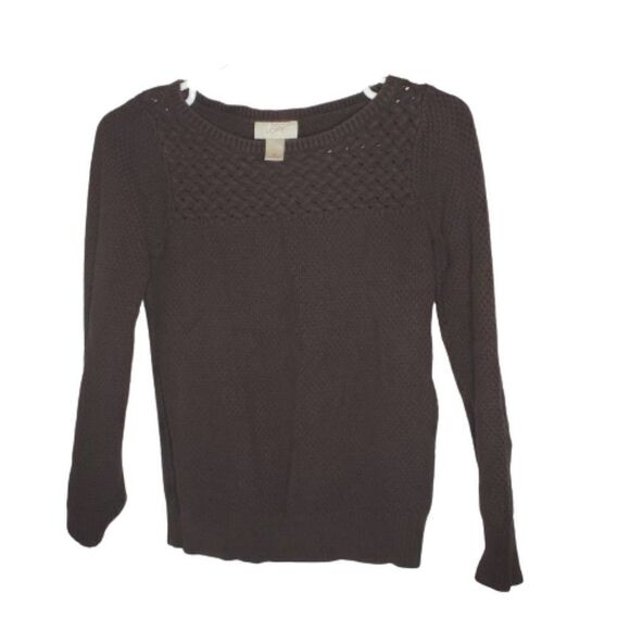 Loft Brown Cotton Crew Neck Chunky Knit Sweater Size‎ Extra Small - Picture 10 of 10